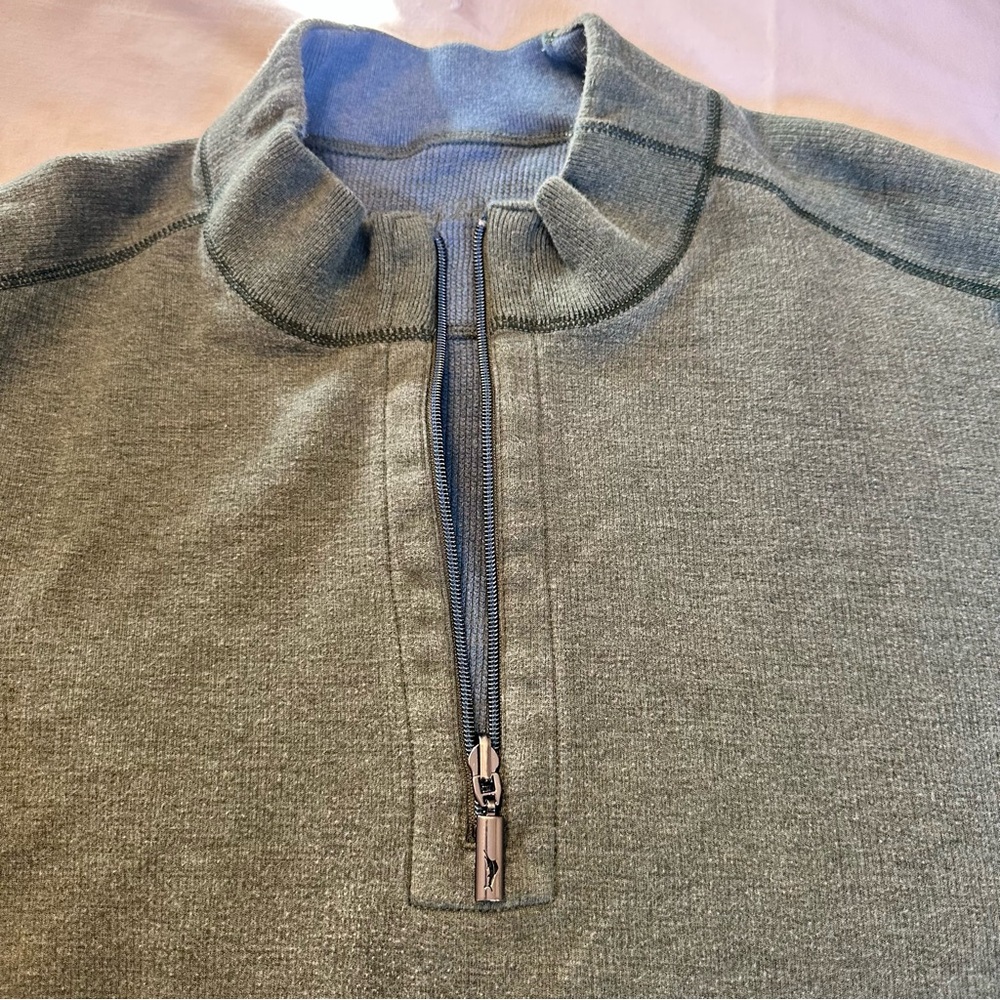 Tommy Bahama Flipshore Reversible Men’s XXL 1/4 Zip Pullover Sweater  Blue/Sage - Picture 15 of 16